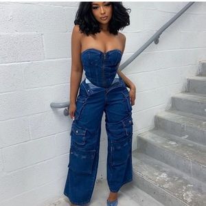 Fashion Nova Cargo denim set